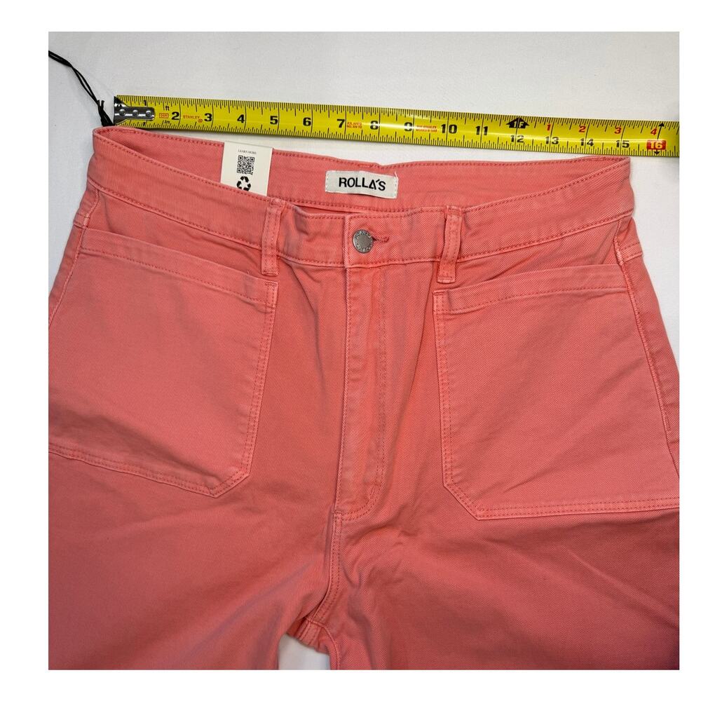 Rollas Sailor Drill High Rise Wide Leg Jeans Peach Pink Size 32 NWT - Picture 10 of 13
